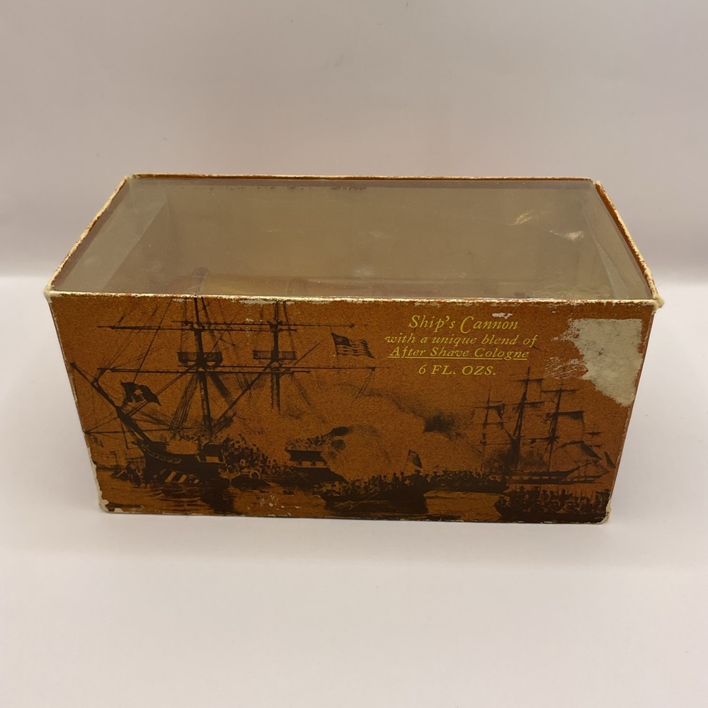 Old‎ Spice  1960's Ship's Cannon Amber GLass Cologn Bottle with Original Box